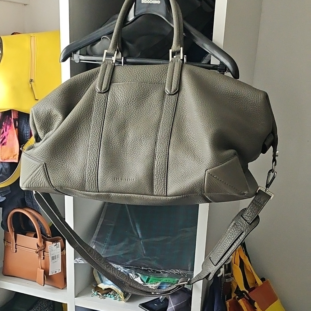 Uri Minkoff Gray Leather Duffel Bag with Spacious Interior